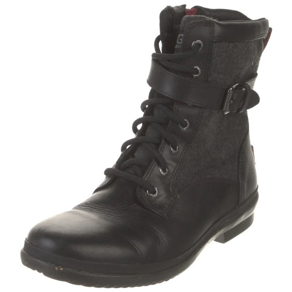 UGG Leather Trim Combat Boots - Picture 2 of 6
